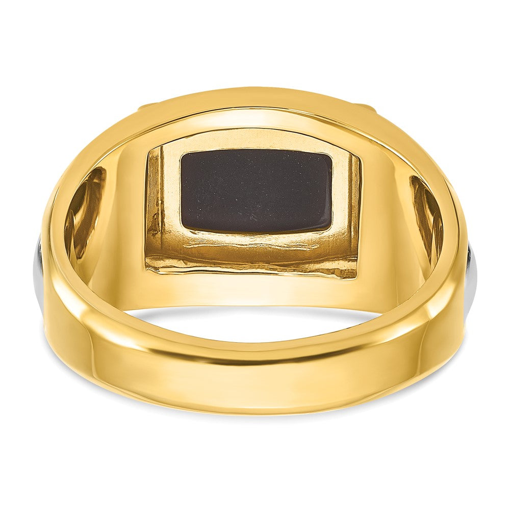 14K Bicolor Gold Herren-Siegelring mit Onyx