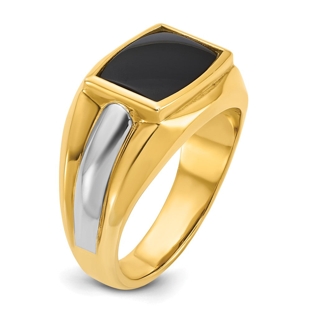 14K Bicolor Gold Herren-Siegelring mit Onyx