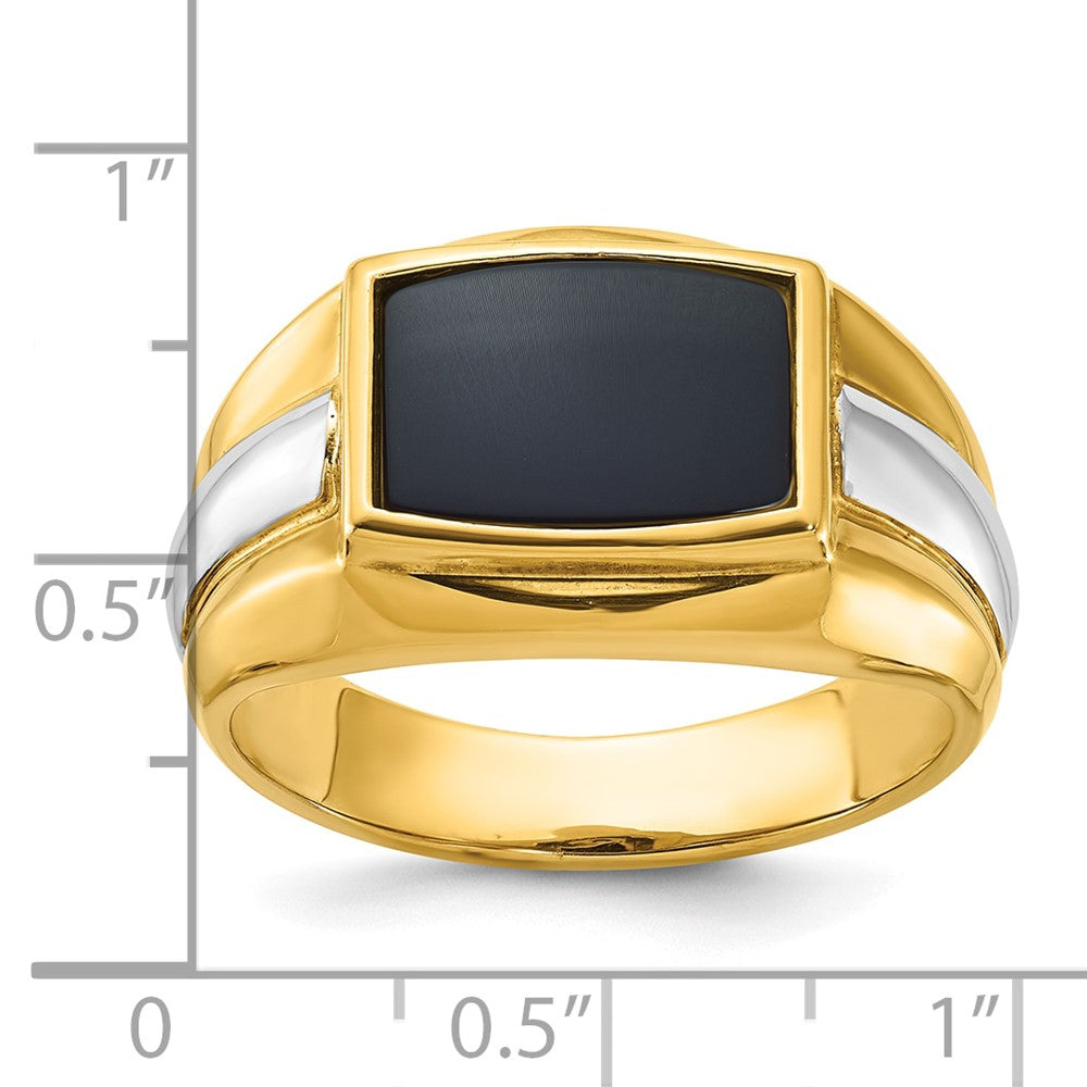 14K Bicolor Gold Herren-Siegelring mit Onyx