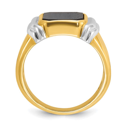 Herrenring aus 14K Zweifarbgold mit Onyx