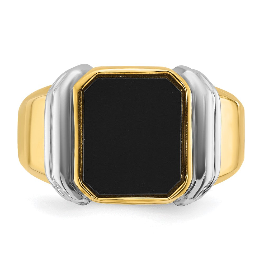 Herrenring aus 14K Zweifarbgold mit Onyx