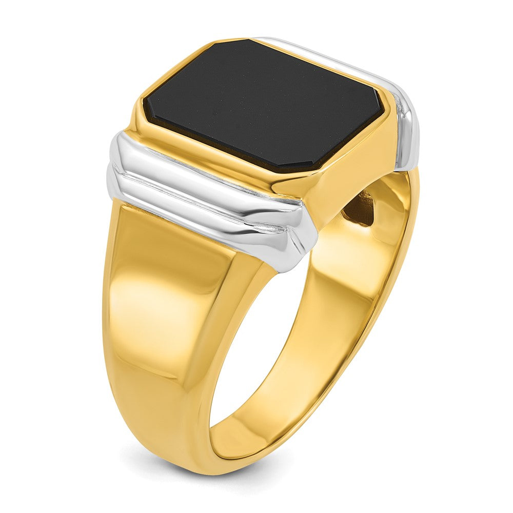 Herrenring aus 14K Zweifarbgold mit Onyx