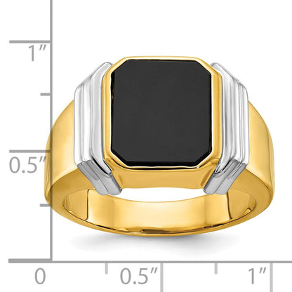 Herrenring aus 14K Zweifarbgold mit Onyx
