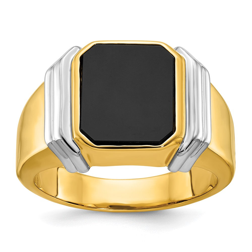 Herrenring aus 14K Zweifarbgold mit Onyx