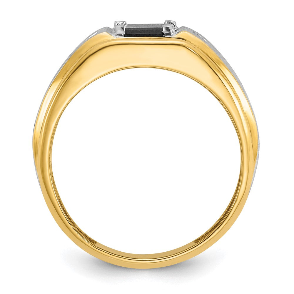 10K Bicolor Ibgoodman Herren Satiniert Onyx und Diamant Komplett Ring