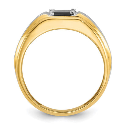 10K Bicolor Ibgoodman Herren Satiniert Onyx und Diamant Komplett Ring