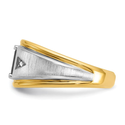 10K Bicolor Ibgoodman Herren Satiniert Onyx und Diamant Komplett Ring
