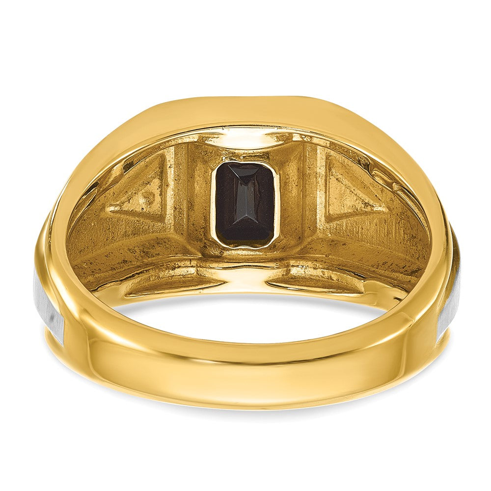 10K Bicolor Ibgoodman Herren Satiniert Onyx und Diamant Komplett Ring