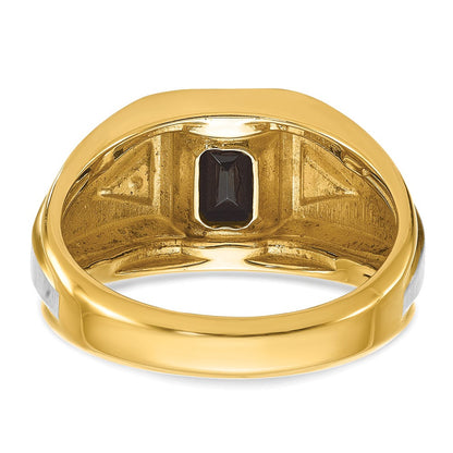 10K Bicolor Ibgoodman Herren Satiniert Onyx und Diamant Komplett Ring