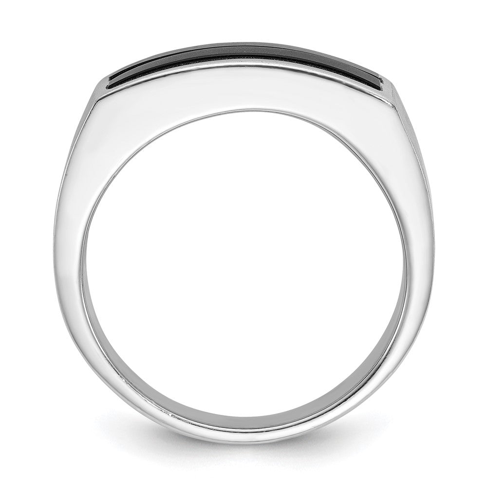Herrenring aus 14K Weißgold mit satiniertem Onyx, komplett