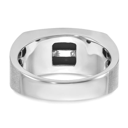 Herrenring aus 14K Weißgold mit satiniertem Onyx, komplett