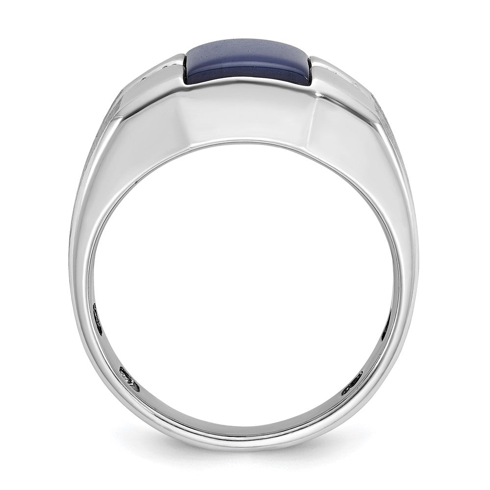 10K Weißgold 10kw Ibgoodman Herren Cr.blue Stern Saphir und Diamant Satiniert Komplett Ring