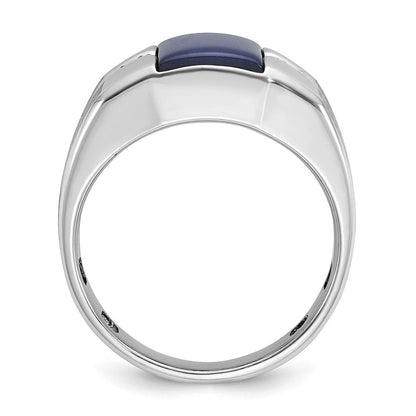 10K Weißgold 10kw Ibgoodman Herren Cr.blue Stern Saphir und Diamant Satiniert Komplett Ring