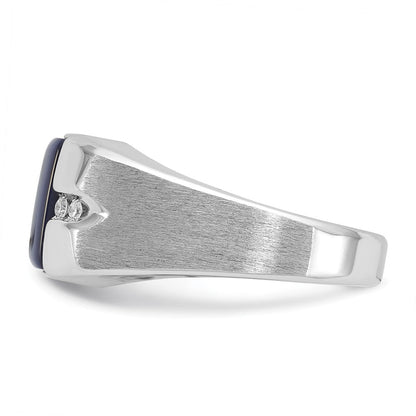 10K Weißgold 10kw Ibgoodman Herren Cr.blue Stern Saphir und Diamant Satiniert Komplett Ring
