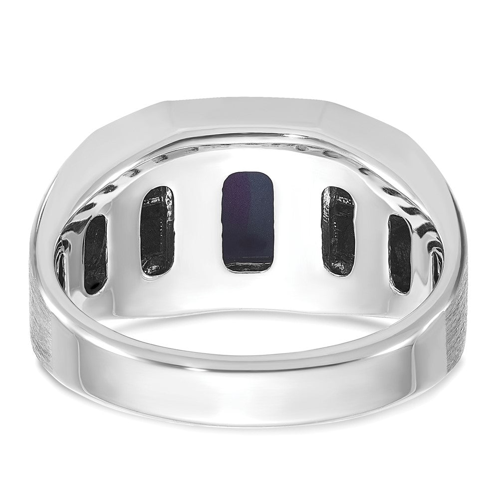 10K Weißgold 10kw Ibgoodman Herren Cr.blue Stern Saphir und Diamant Satiniert Komplett Ring