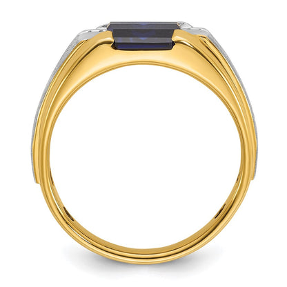 10K Bicolor Ibgoodman Herren Cr. Saphir und Diamant Komplett Ring