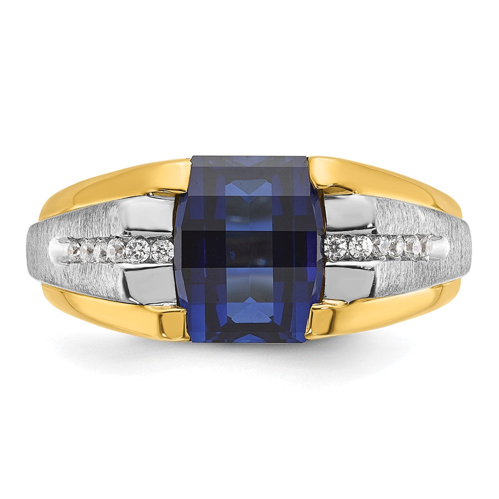 10K Bicolor Ibgoodman Herren Cr. Saphir und Diamant Komplett Ring