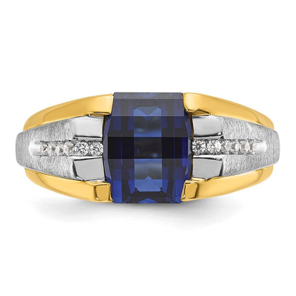 10K Bicolor Ibgoodman Herren Cr. Saphir und Diamant Komplett Ring