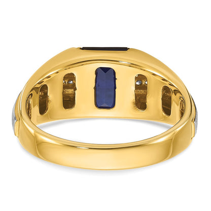 10K Bicolor Ibgoodman Herren Cr. Saphir und Diamant Komplett Ring