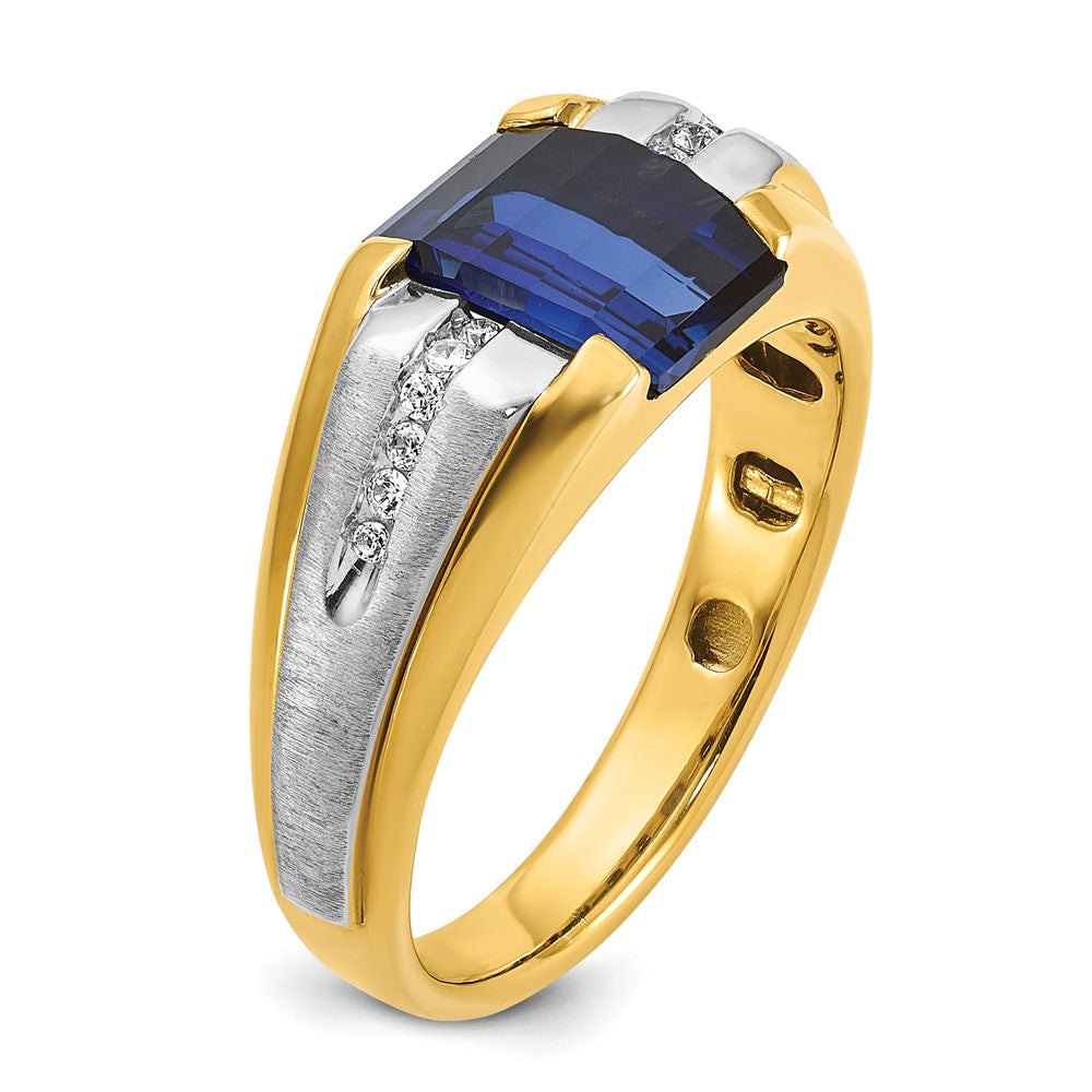 10K Bicolor Ibgoodman Herren Cr. Saphir und Diamant Komplett Ring