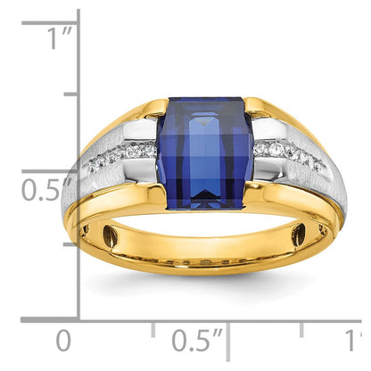 10K Bicolor Ibgoodman Herren Cr. Saphir und Diamant Komplett Ring