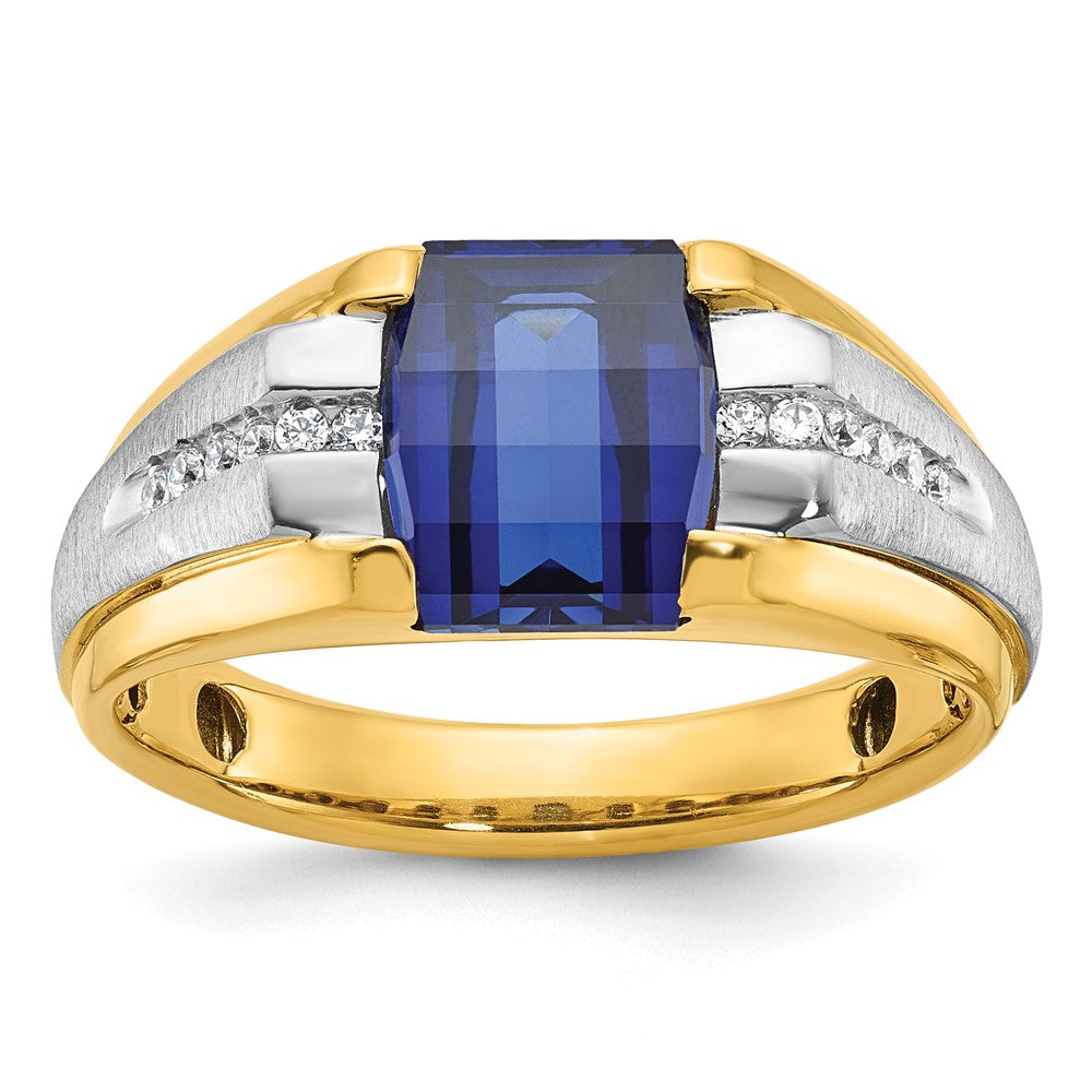 10K Bicolor Ibgoodman Herren Cr. Saphir und Diamant Komplett Ring