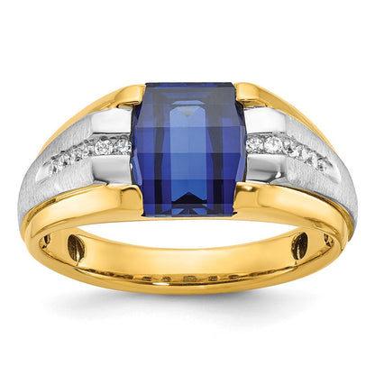 10K Bicolor Ibgoodman Herren Cr. Saphir und Diamant Komplett Ring