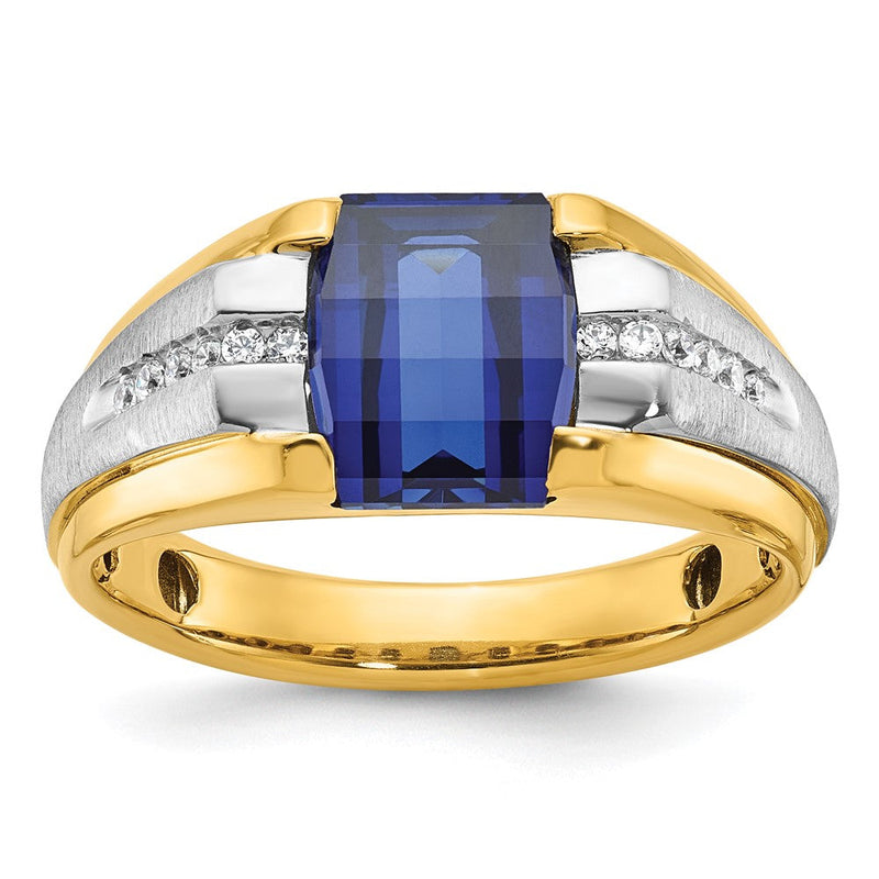 10K Bicolor Ibgoodman Herren Cr. Saphir und Diamant Komplett Ring
