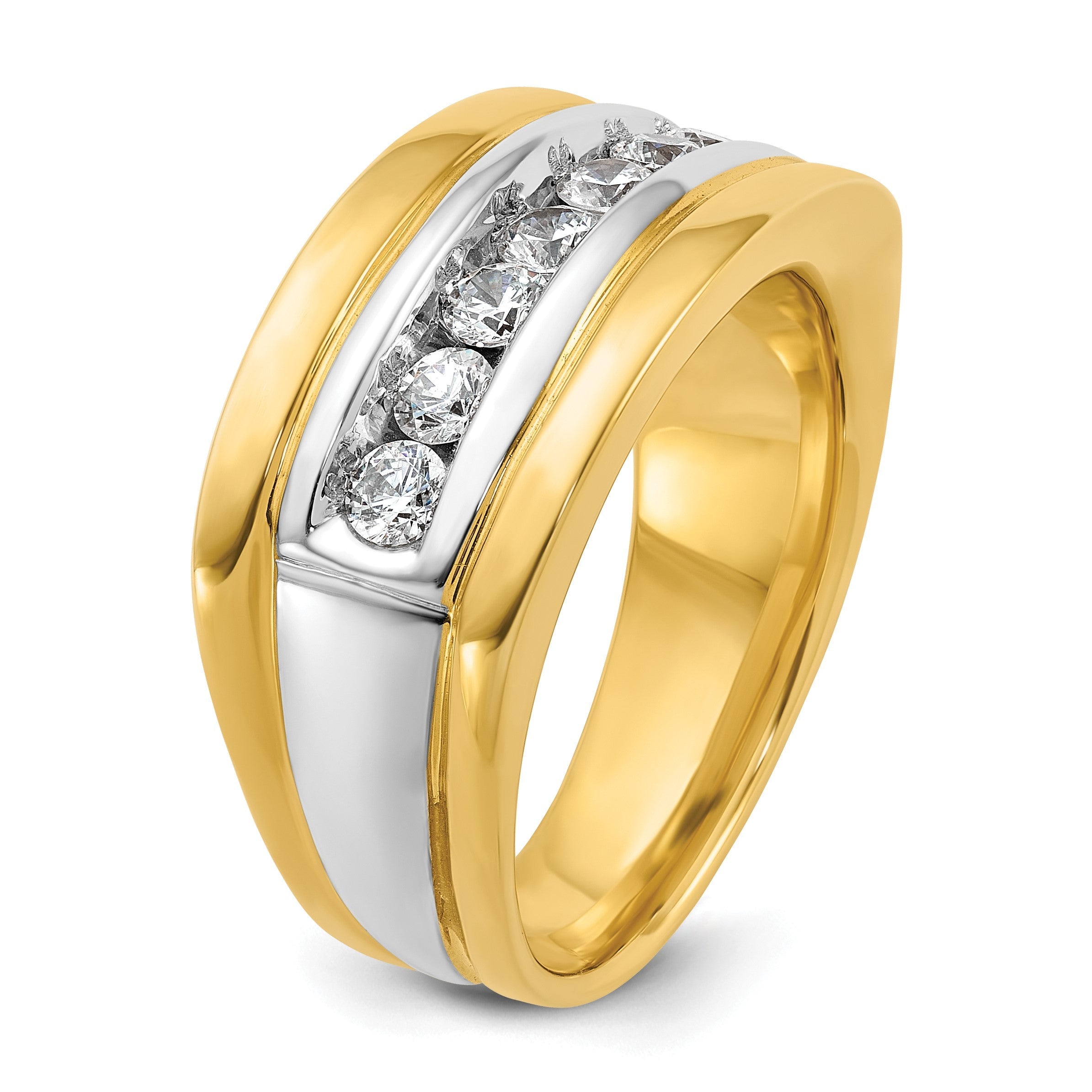 14K Bicolor-Gold Herren-Ring mit 0,75 ct. Diamant