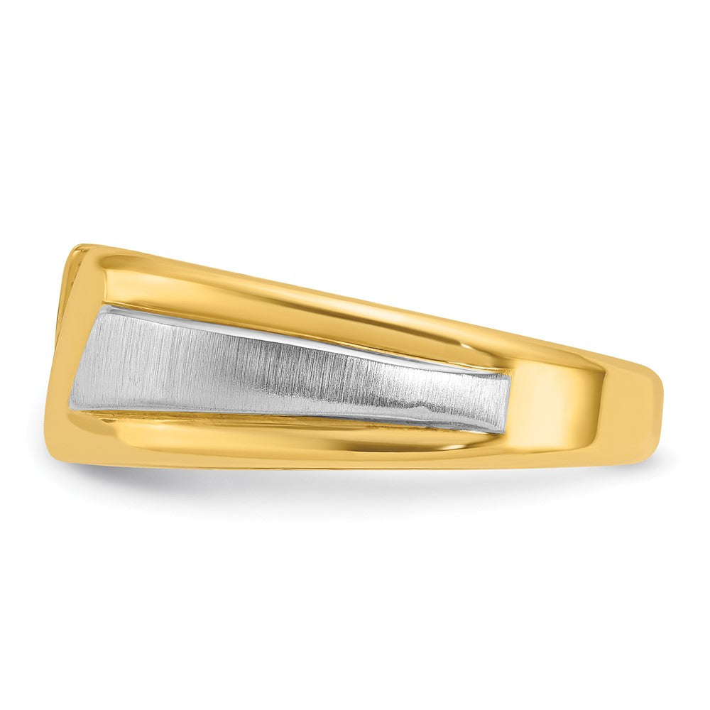 14K Bicolor-Gold Herren-Ring, poliert und satiniert, mit 0,25K Diamant, komplett besetzt