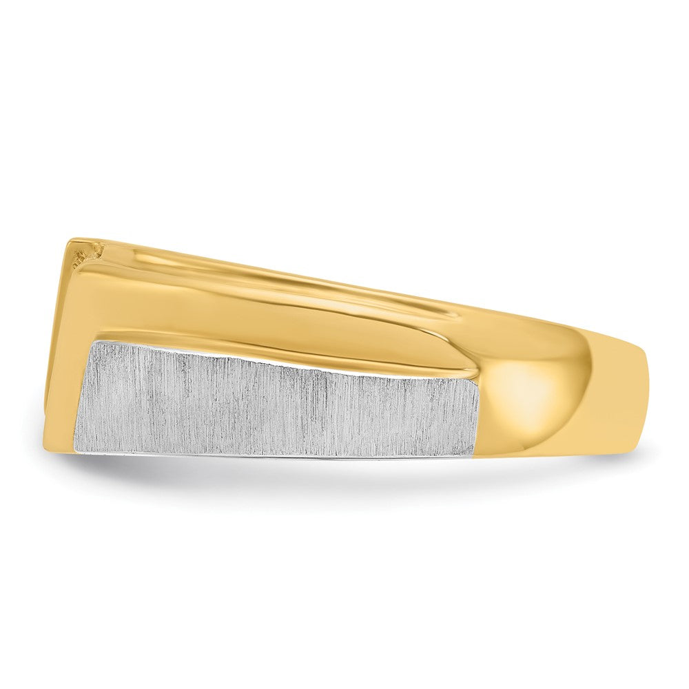 14K Bicolor-Gold Ring für Herren, poliert und satiniert, mit 0,25K Diamant