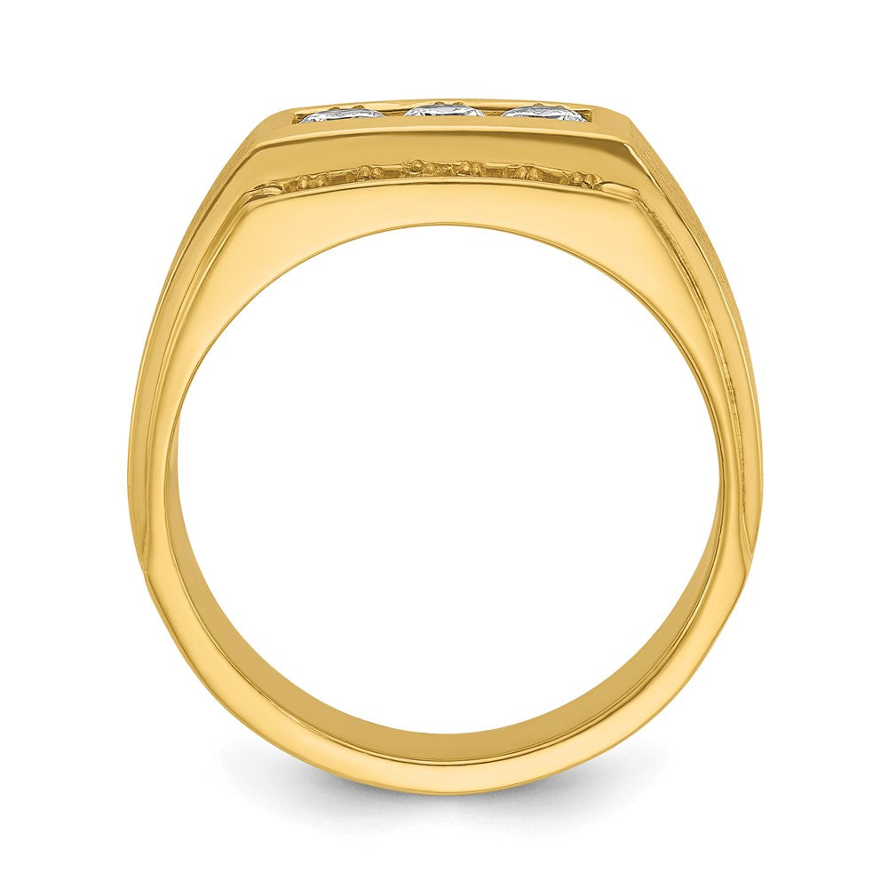 14K Gelbgold Herren Ring poliert und satiniert mit 0,75K Diamant