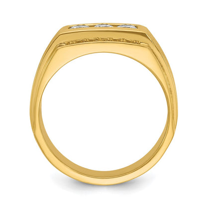 14K Gelbgold Herren Ring poliert und satiniert mit 0,75K Diamant