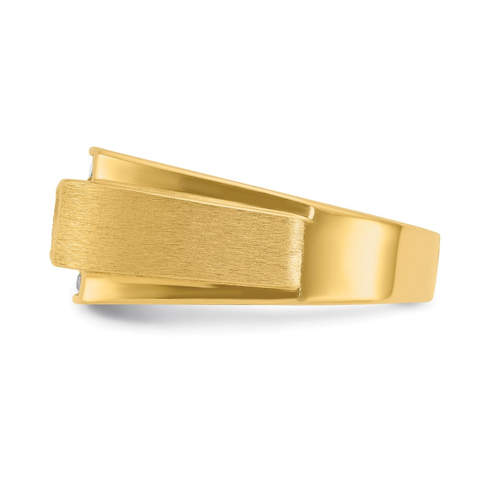 14K Gelbgold Herren Ring poliert und satiniert mit 0,75K Diamant
