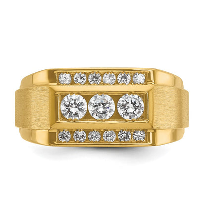14K Gelbgold Herren Ring poliert und satiniert mit 0,75K Diamant