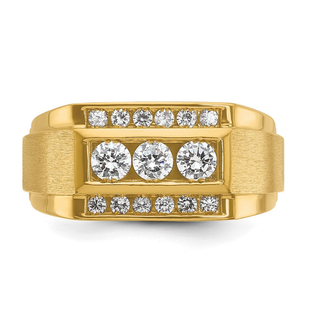 14K Gelbgold Ring mit 0,75 ct. laborgezüchteten Diamanten VS/SI+ G+, poliert und satiniert, Herren