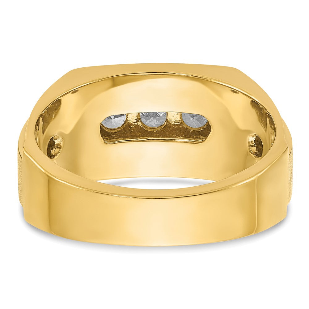 14K Gelbgold Herren Ring poliert und satiniert mit 0,75K Diamant