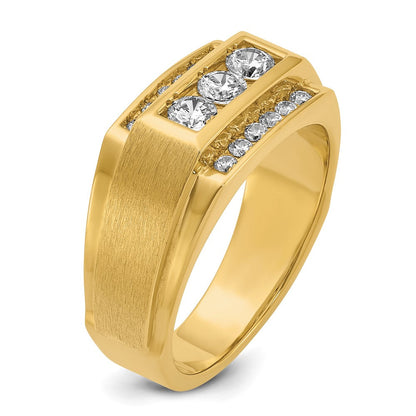 14K Gelbgold Herren Ring poliert und satiniert mit 0,75K Diamant