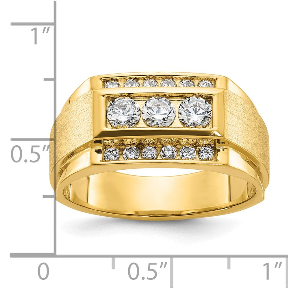 14K Gelbgold Herren Ring poliert und satiniert mit 0,75K Diamant