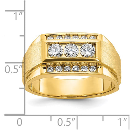14K Gelbgold Herren Ring poliert und satiniert mit 0,75K Diamant