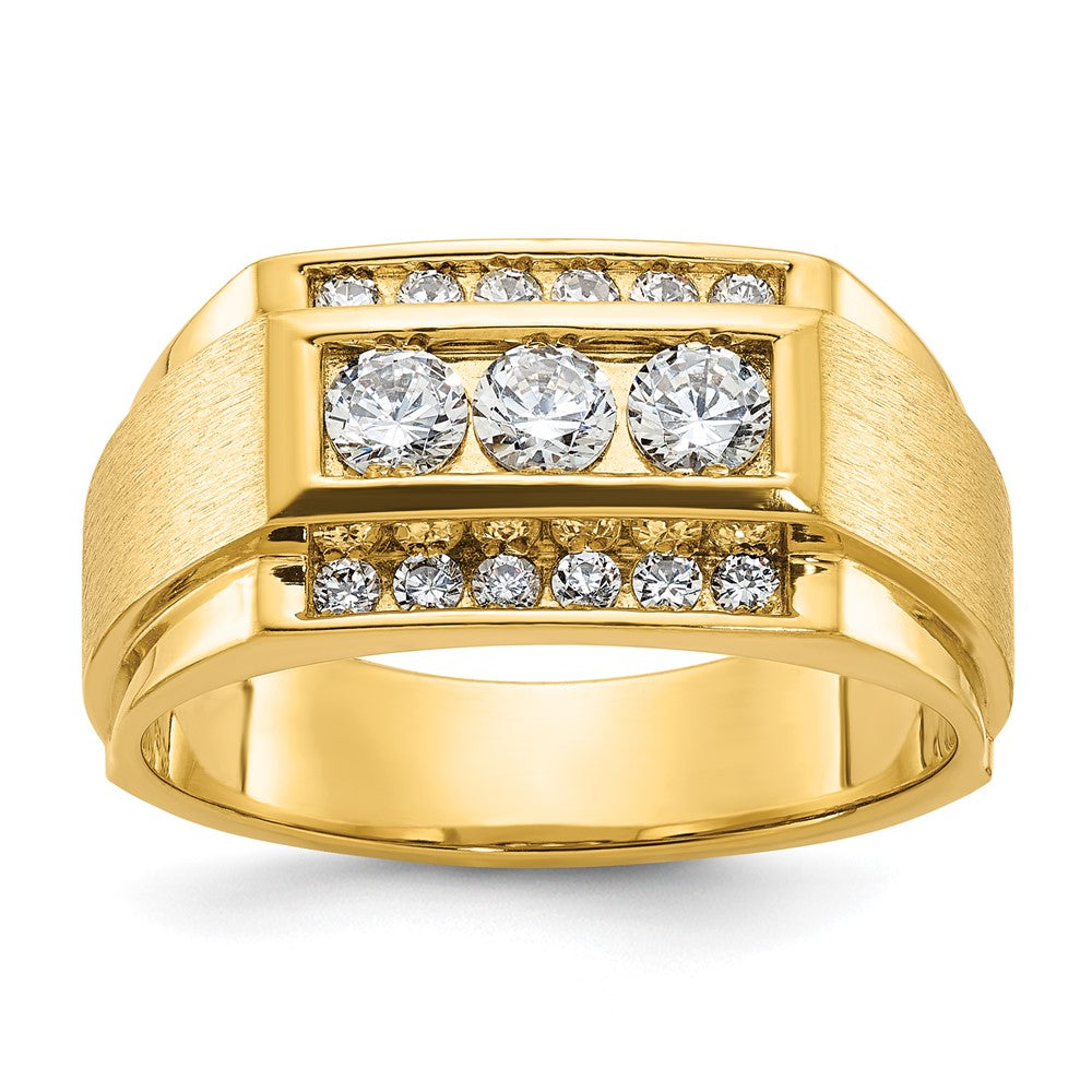 14K Gelbgold Herren Ring poliert und satiniert mit 0,75K Diamant