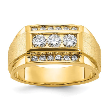14K Gelbgold Herren Ring poliert und satiniert mit 0,75K Diamant