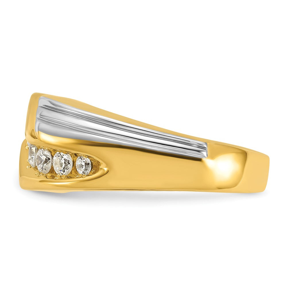 14K Bicolor Ring mit 1 ct. gezüchtetem Diamant VS/SI+ G+, poliert und geriffelt, für Herren