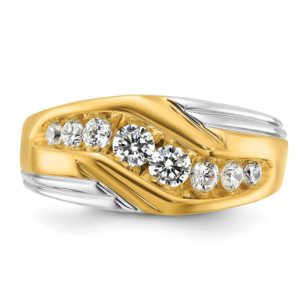 14K Bicolor Ring mit 1 ct. gezüchtetem Diamant VS/SI+ G+, poliert und geriffelt, für Herren