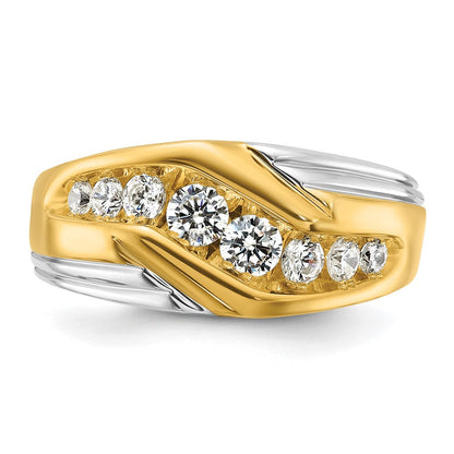 14K Bicolor Herrenring mit 1 ct. Labor-gezüchteten Diamanten VS/SI+ G+, poliert und gerillt