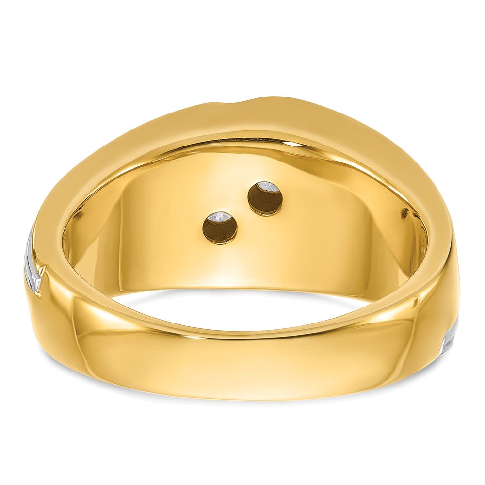 14K Bicolor Ring mit 1 ct. gezüchtetem Diamant VS/SI+ G+, poliert und geriffelt, für Herren