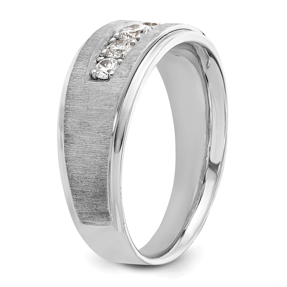 14K Weißgold Herren-Ring mit 0,5K Diamanten, komplett besetzt