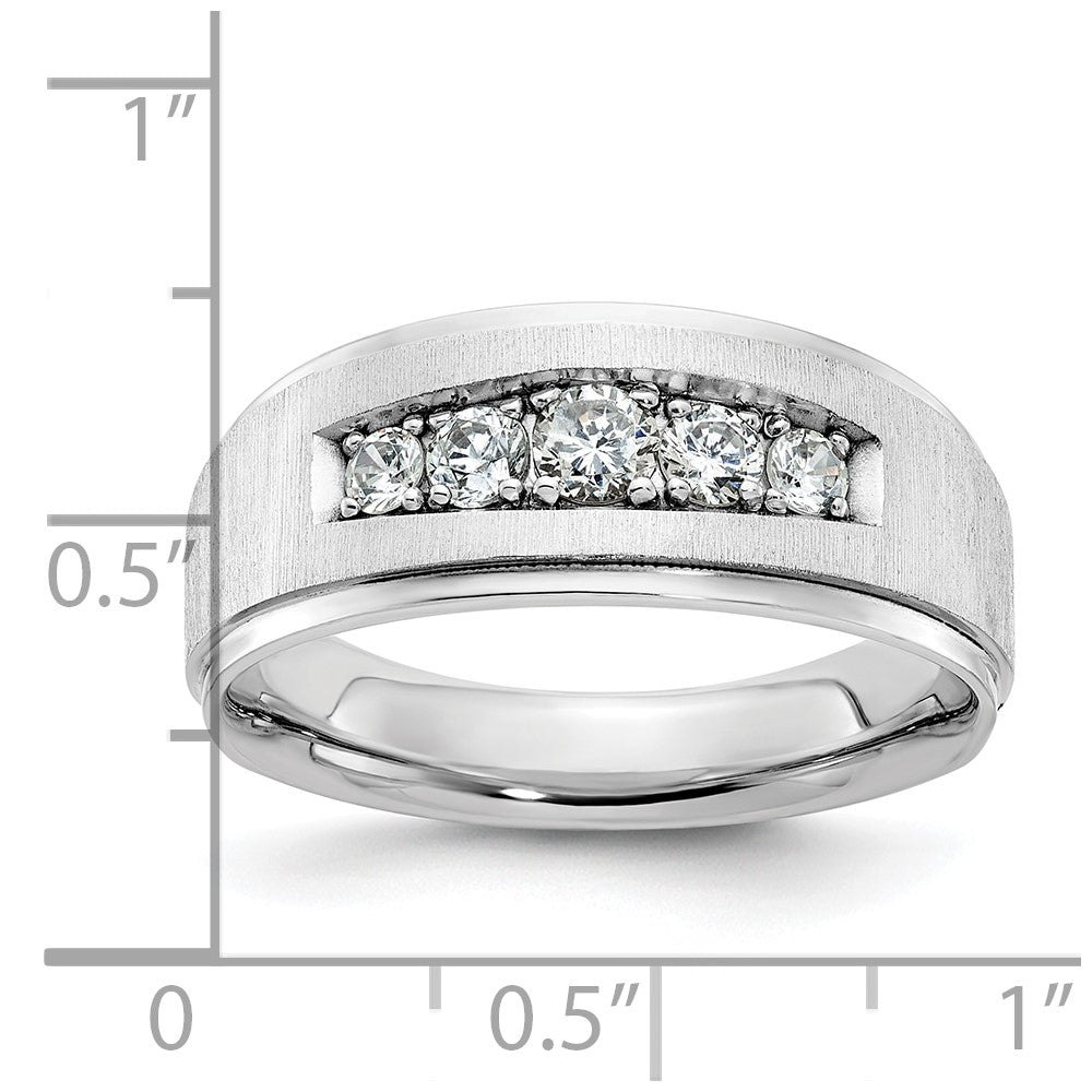 14K Weißgold Herren-Ring mit 0,5K Diamanten, komplett besetzt