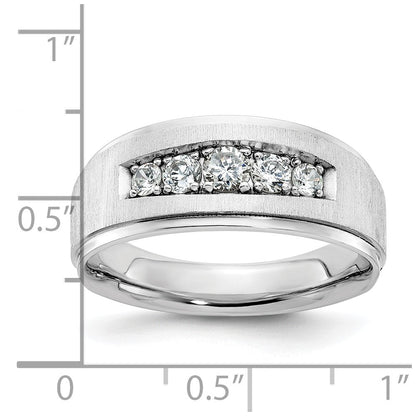 14K Weißgold Herren-Ring mit 0,5K Diamanten, komplett besetzt