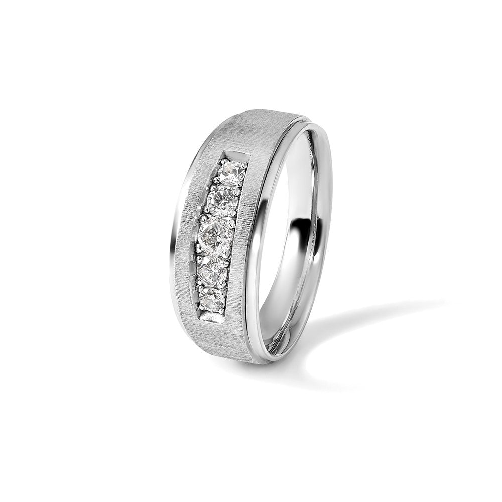 14K Weißgold Herren-Ring mit 0,5K Diamanten, komplett besetzt
